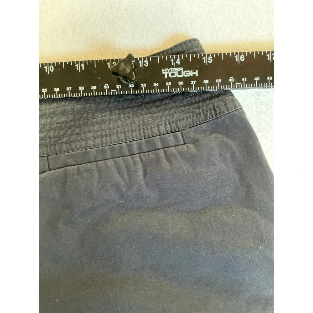 Tory Burch Black/Blue CottonStretch CuffedChino Shorts Gold Button Sz 4 21111224